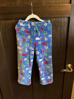 Vineyard Vines Blue Fleece Kids Pajama Pants with Stars & Trees